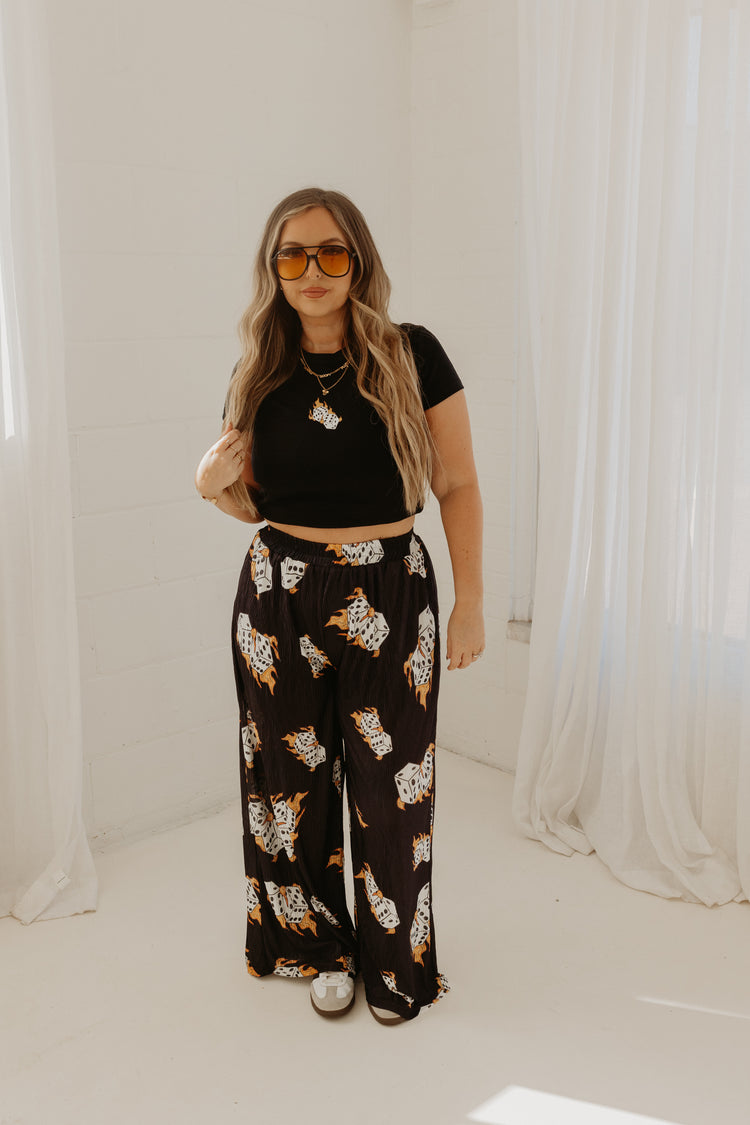 FLAMING DICE WIDE LEG PANTS