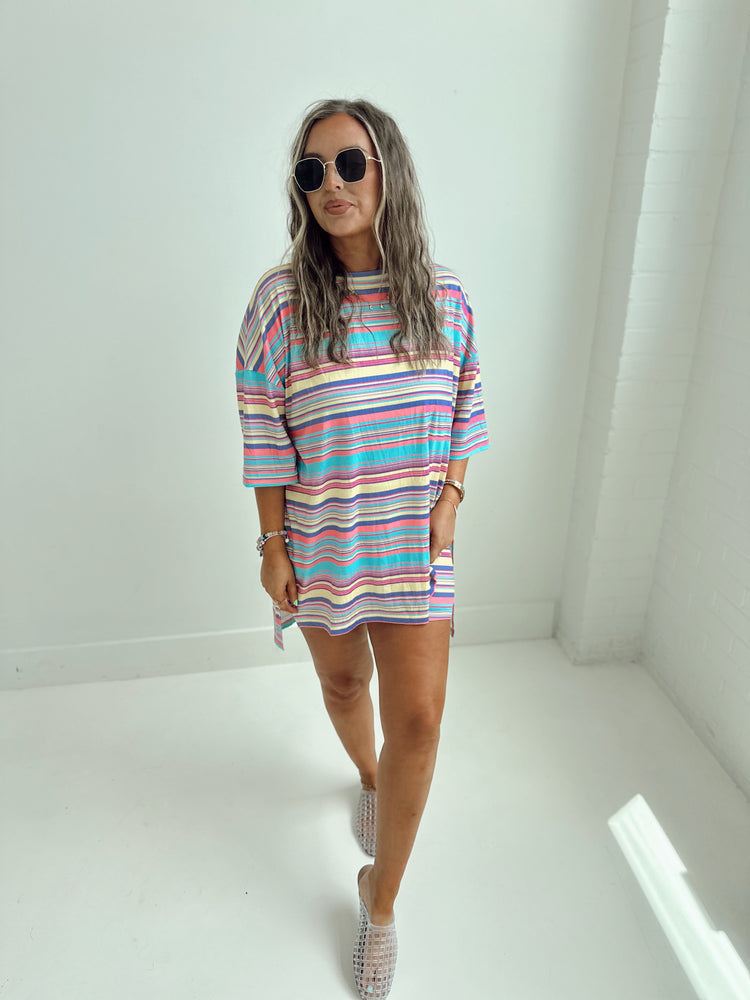 Pastel Stripes T-Shirt Lounge Set