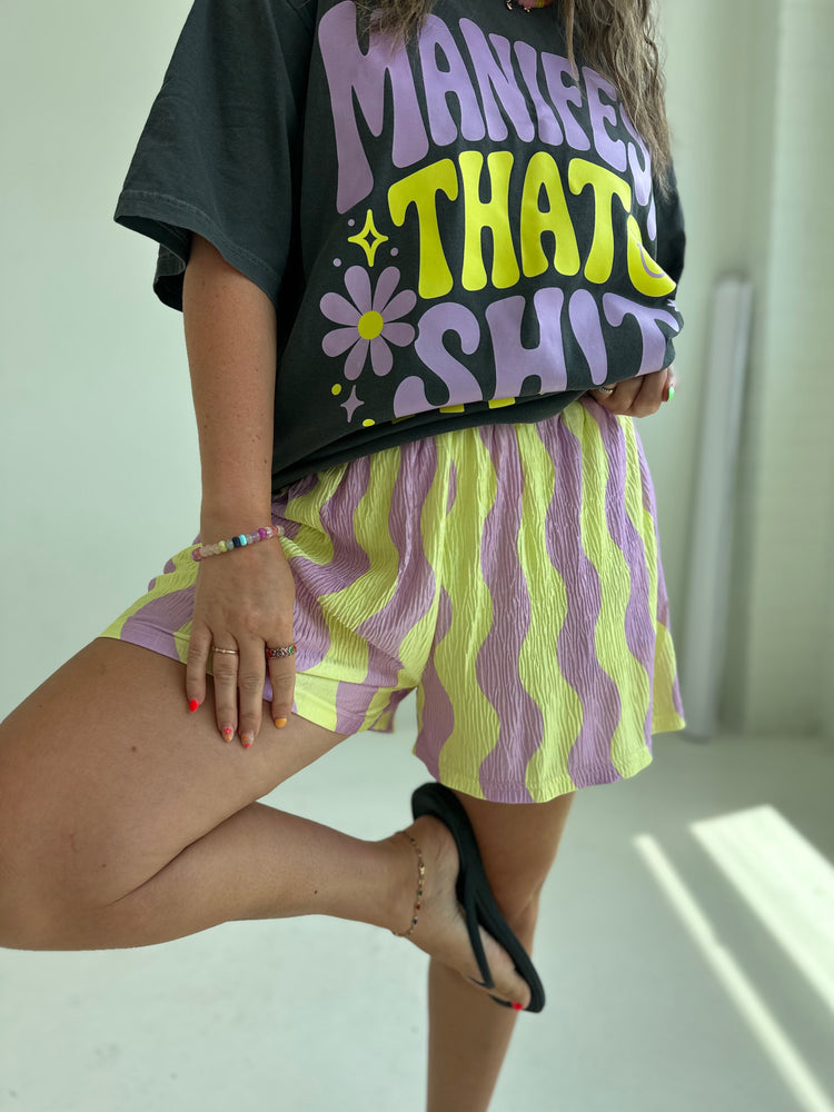 Yellow X purple Wavy Flowy SHORTS