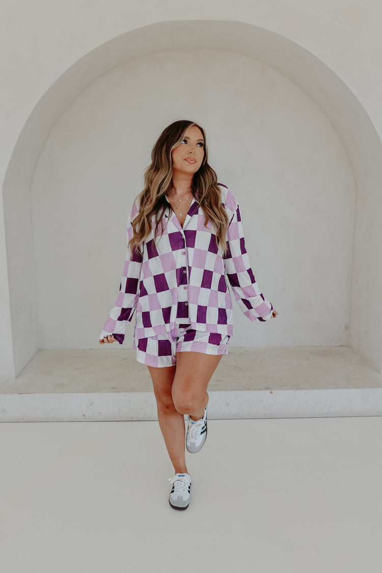 Pretty Purple checkmate SHORTS