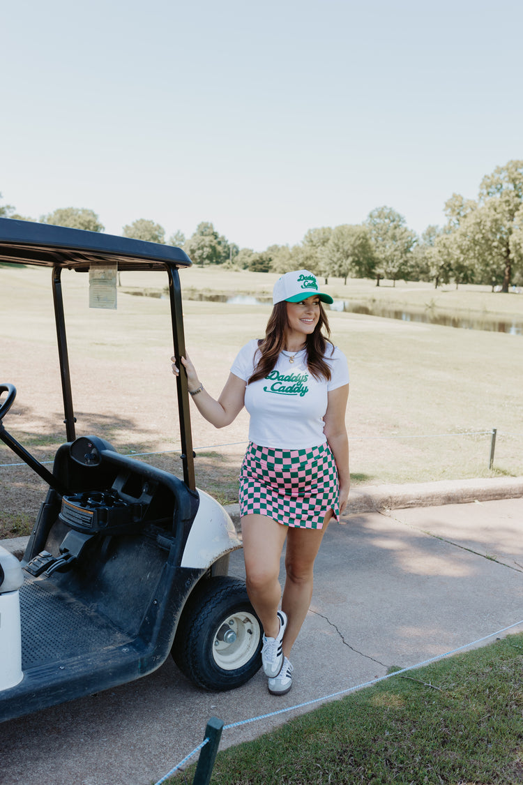 Checkered Athletic Skort (Green&Pink)