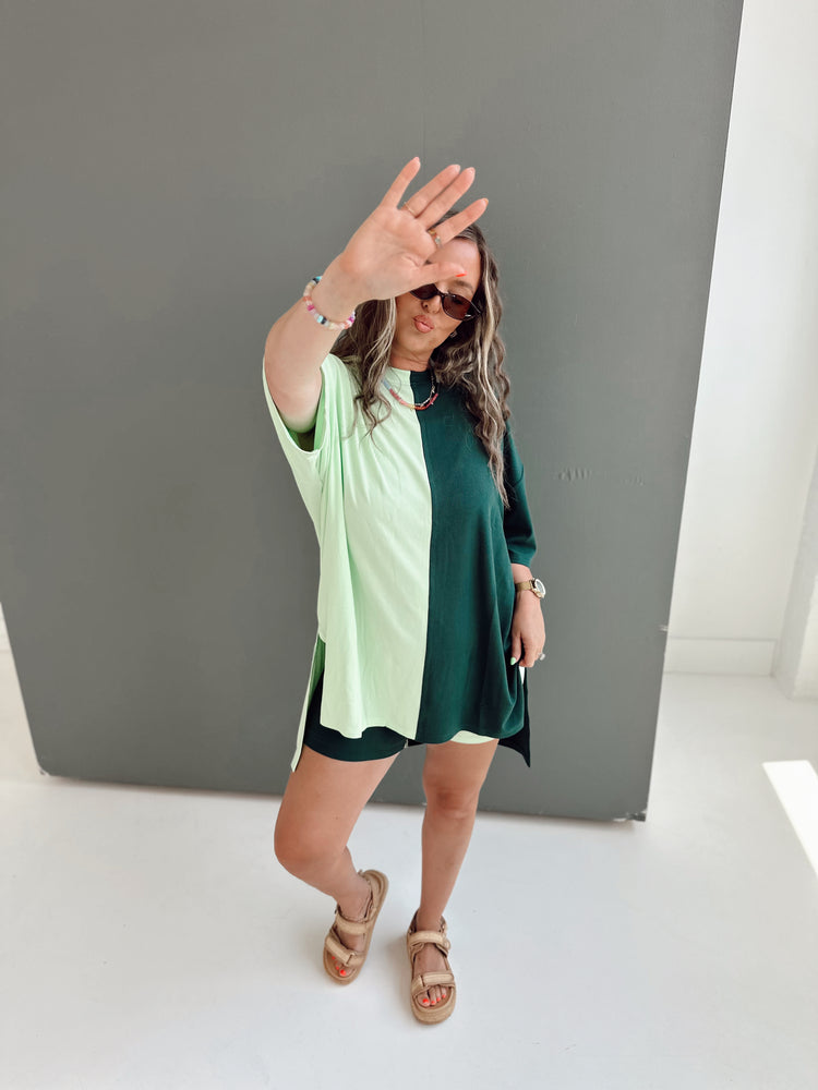 ENVY GREEN SPLICED RIBBED CATLYN SET