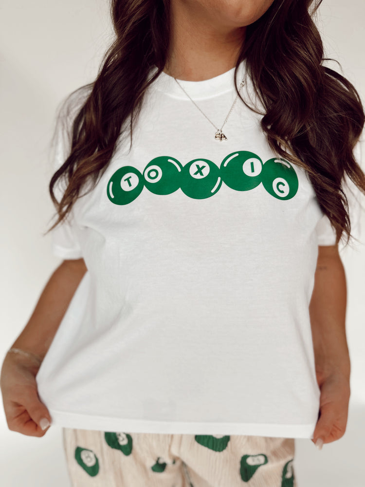 Toxic 8ball Graphic WHITE (cropped or full length)