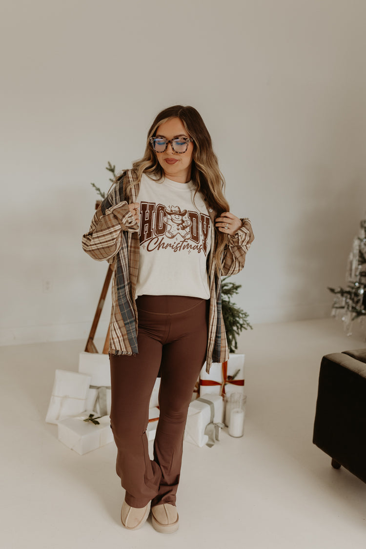 FRAYED ESSENTIAL FLANNEL (LIGHT BROWN)