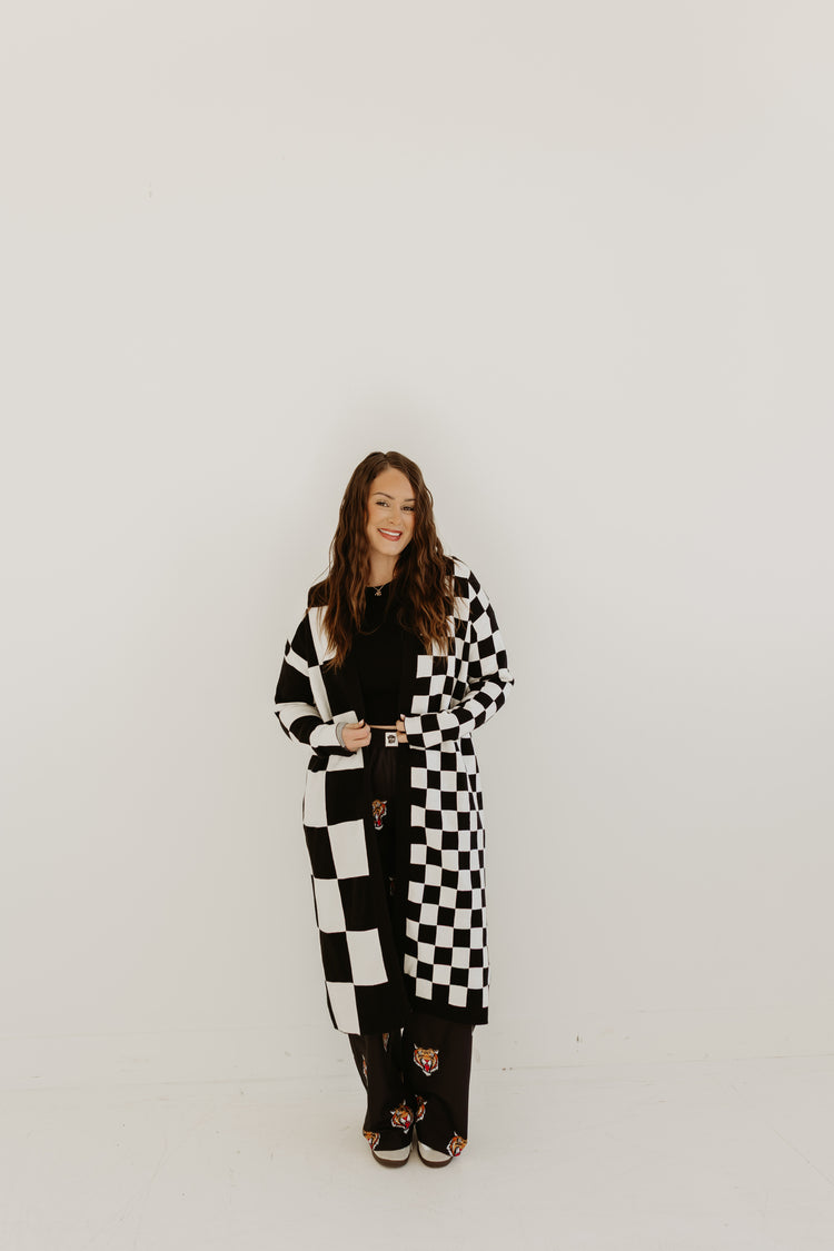 Checkered Dreams Long Cardigan