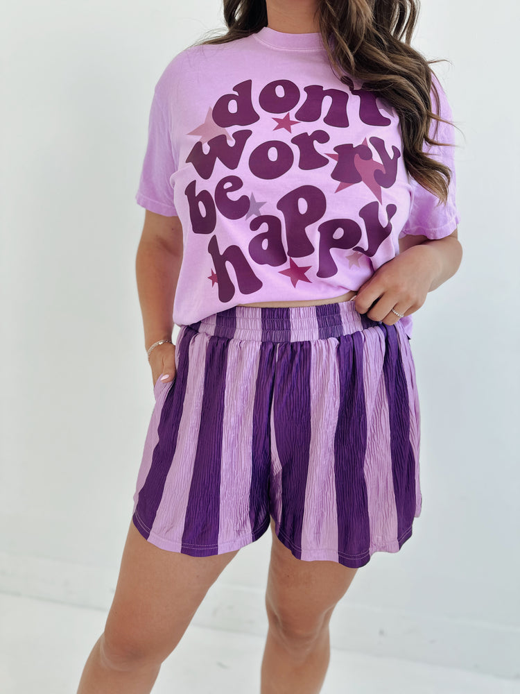 Purple Striped Flowy SHORTS