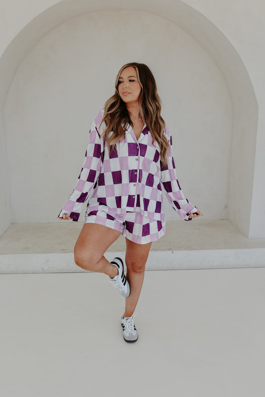 Pretty Purple checkmate SHORTS