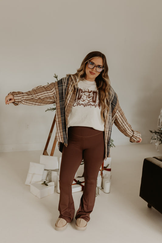 FRAYED ESSENTIAL FLANNEL (LIGHT BROWN)