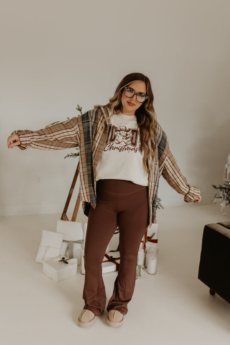 FRAYED ESSENTIAL FLANNEL (LIGHT BROWN)