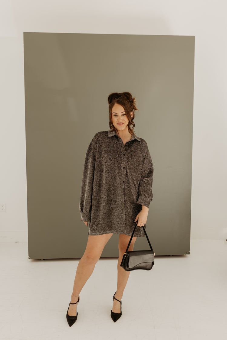 Midnight Magic Oversized Button up (Gunmetal)