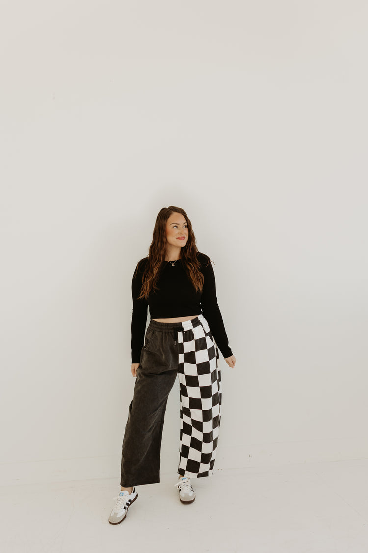 Checkered Spliced Barrel Pants (B&W)