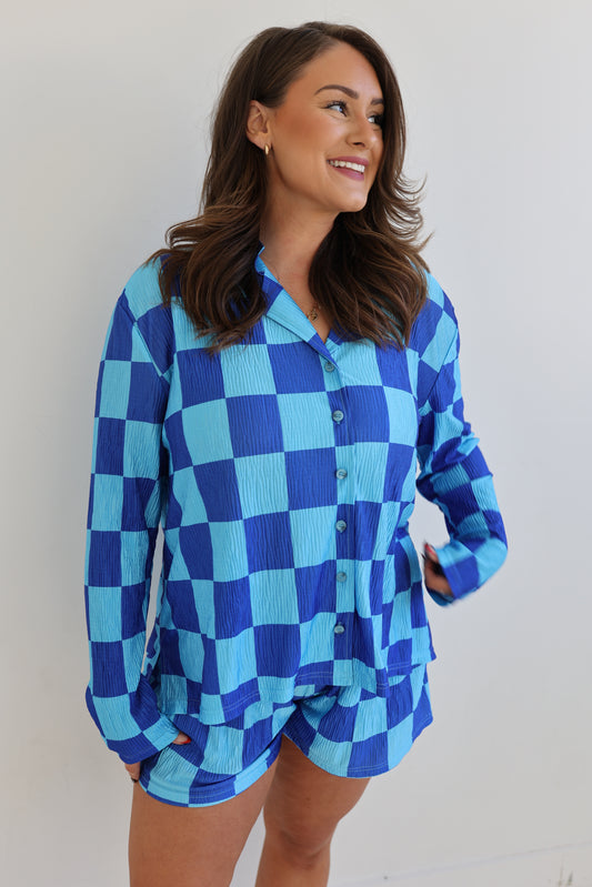 Electric Blue Checkmate TOP LS