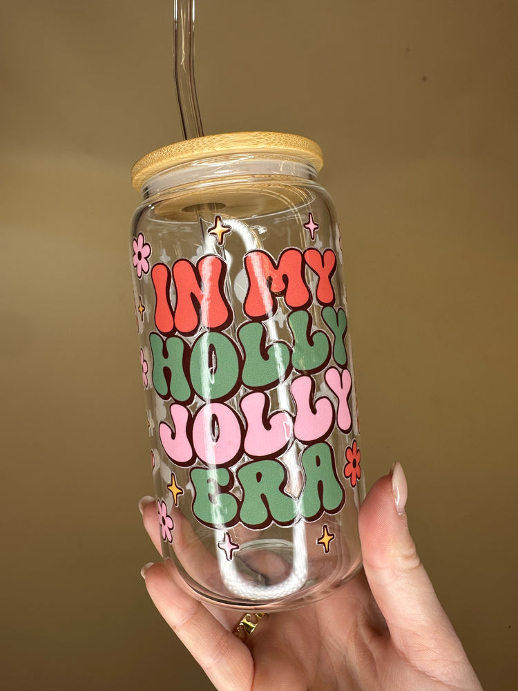 IN MY HOLLY JOLLY ERA GLASS TUMBLER 16oz