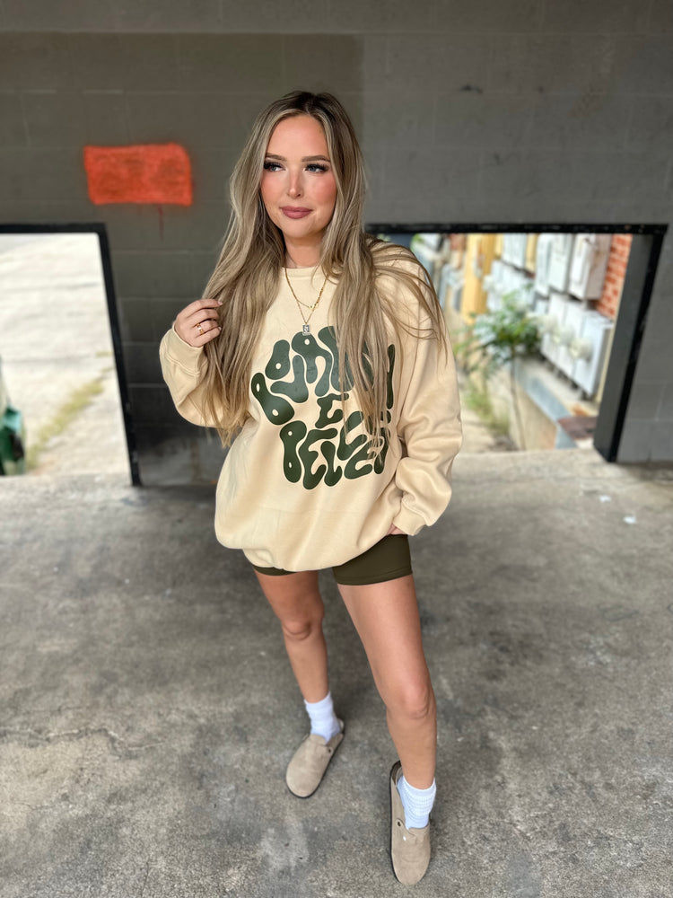 B&B LOGO LUX CREW (CREAM + OLIVE)