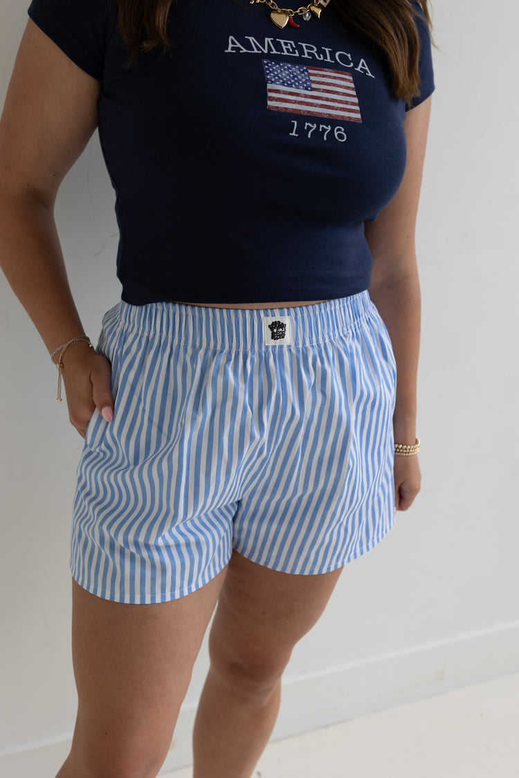 Blue Striped Boxer Shorts