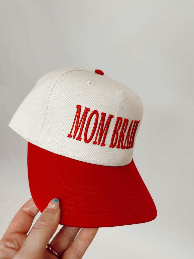 MOM BRAIN RED & KHAKI CAP