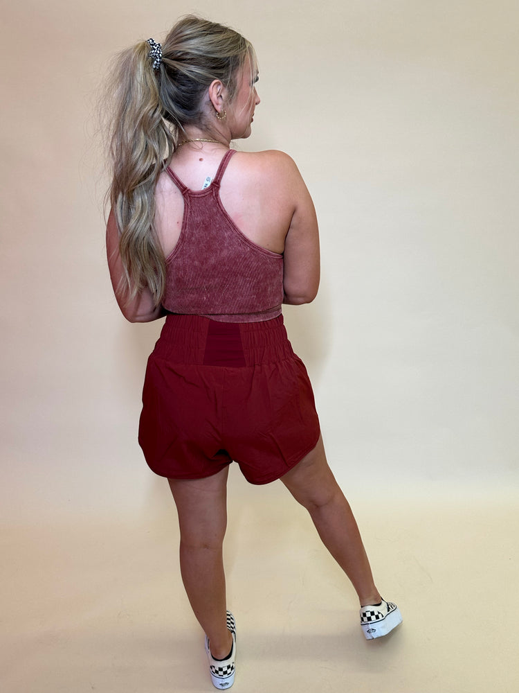 Feelin Good Athletic Shorts (Dark Rust)