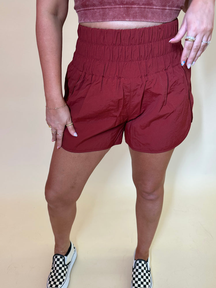 Feelin Good Athletic Shorts (Dark Rust)