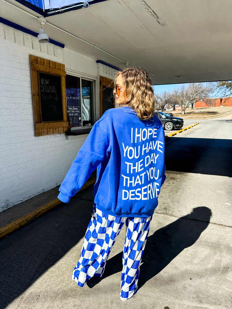 CHECKMATE WIDE LEG PANT (BLUE)