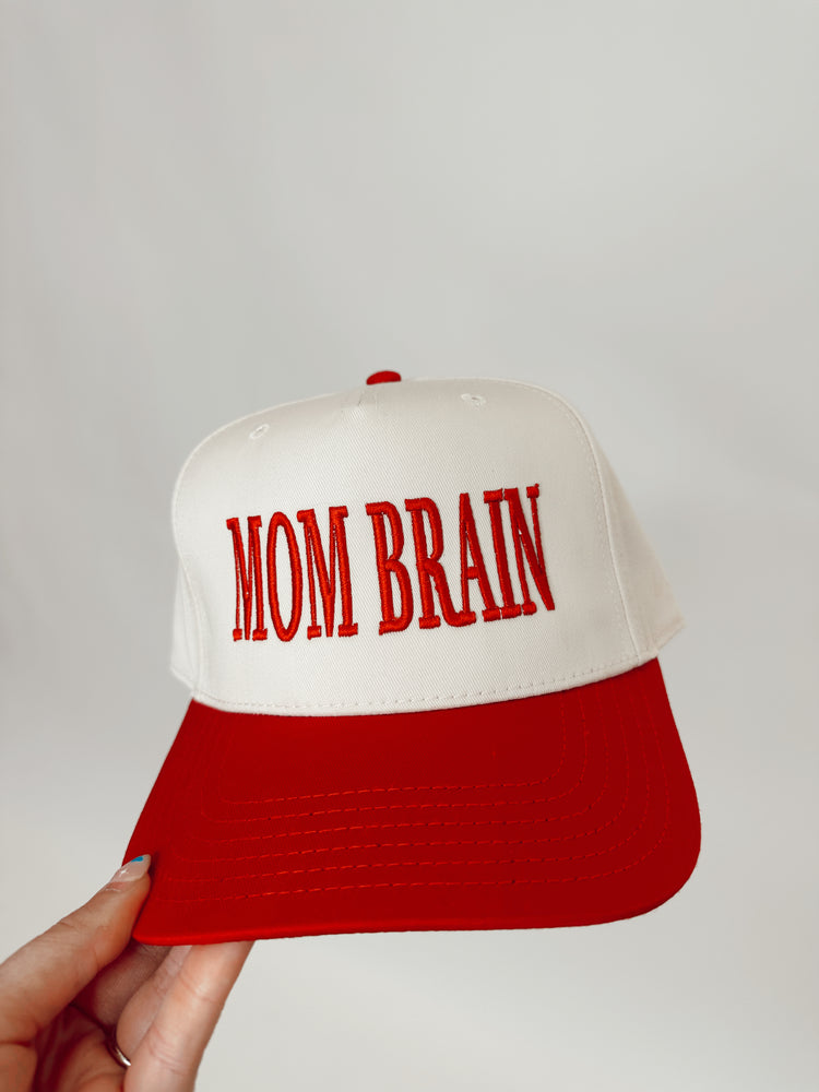 MOM BRAIN RED & KHAKI CAP