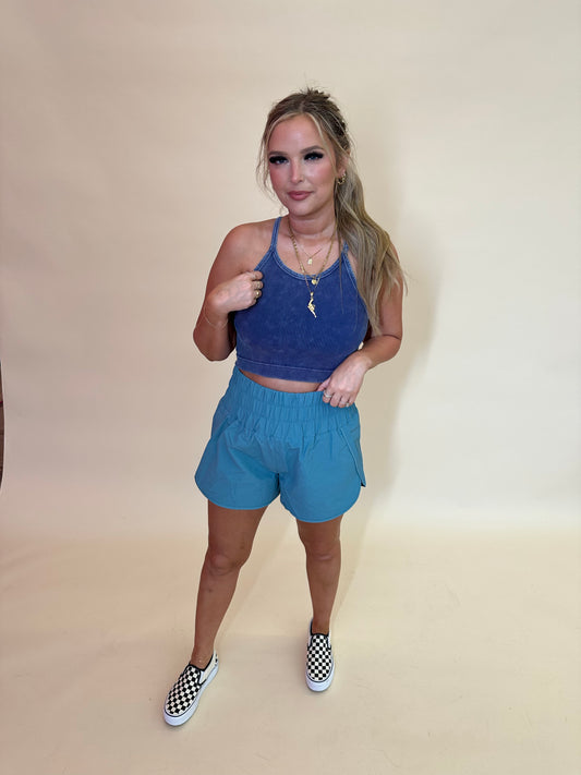 Feelin Good Athletic Shorts (Dusty Teal)