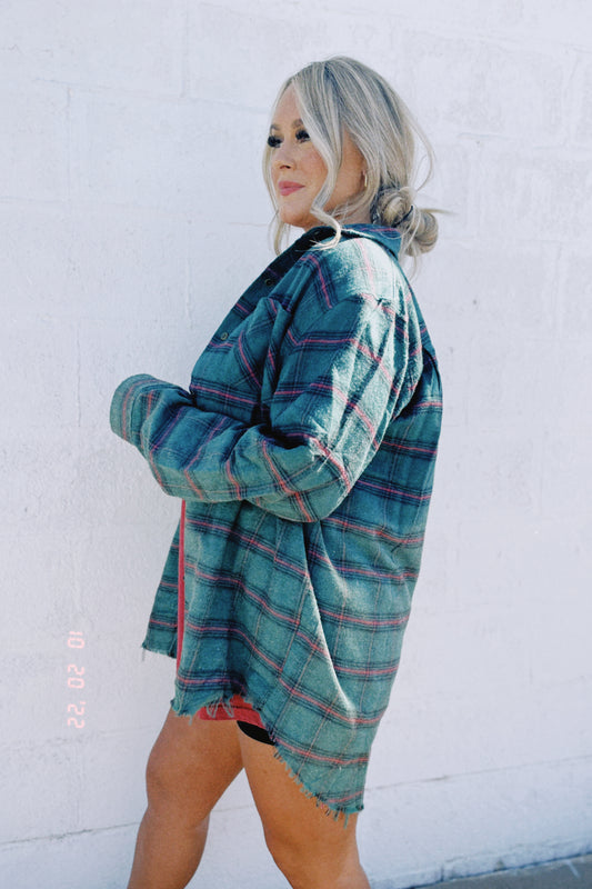 Ombre Grunge Flannel (Green)